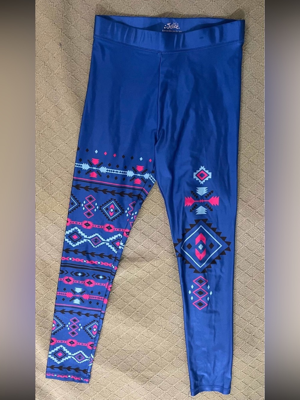 Cute Leggings Youth 12 / Womens XS Tribal Print Neon Festival Assymetrical